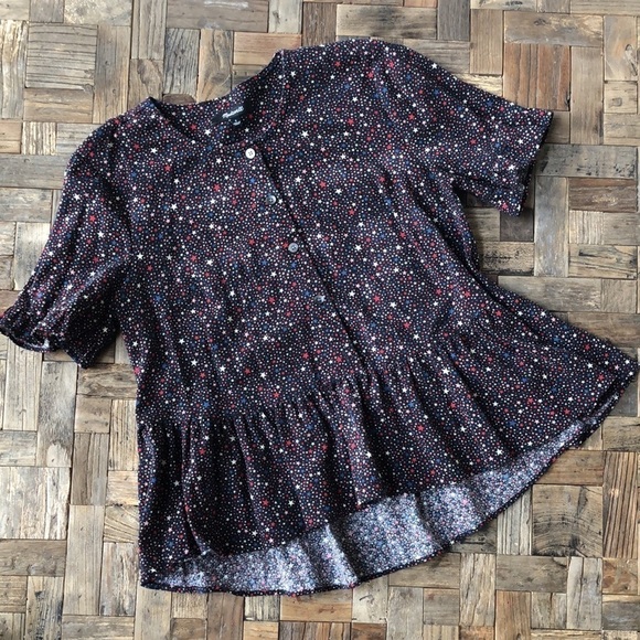 Madewell Starry Night Ruffle Hem Top. Size Small - Picture 1 of 9